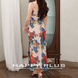 Robe nuisette à imprimé floral Happy Plus, col en V, coupe biaisée, grande taille, robe décontractée pour femmes, tenue de tous les jours, N8904 - Product Image 5