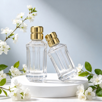 Bouteilles de parfum en verre en gros 50 ml avec capuchon pulvérisateur, cylindres transparents, flacons vides rechargeables pour parfum