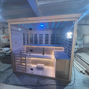 6 Người Hiện Đại Điện Gỗ Ngoài Trời Phòng Tắm Hơi Cabin Với Máy Tính Bảng Điều Khiển Và Ướt/Khô Hơi Nước Hồng Ngoại Tắm Hơi Nhà Cho Bán - Product Image 5