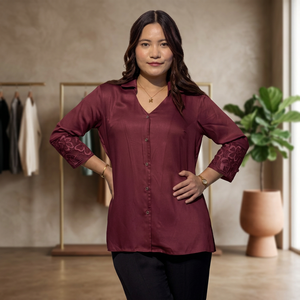 Chemise en coton doux pour femmes avec col élégant pour un usage décontracté et professionnel, acheter directement auprès du fournisseur - Product Image 3