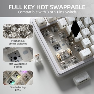 <span class=keywords><strong>Clavier</strong></span> de jeu mécanique XVX M75 Lumina Topographic White (keycap IMD) Tri-mode 75% avec rétroéclairage RVB et motif cœur blanc - Product Image 5