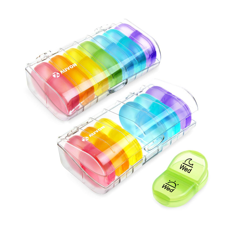 2021 Chinese Pill Box 2 Times a Day Weekly Pill Organizer AM PM with 7 Daily Pocket Case Stroage Box