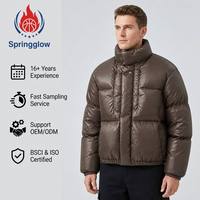 Veste matelassée à capuche pour homme, couleur chocolat, fermeture éclair dissimulée, imperméable, coupe-vent, manteau d'hiver, logo personnalisé OEM, doudoune
