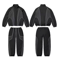 Survêtements pour hommes en polyester/nylon respirant imprimé lourd, veste coupe-vent réfléchissante personnalisée 3m, ensemble short, jogging