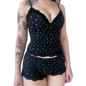 2025 <span class=keywords><strong>donna</strong></span> abbigliamento Casual per la casa comodo 2 pezzi pigiama Set collezione estiva all'ingrosso personalizzabile - Product Image 5