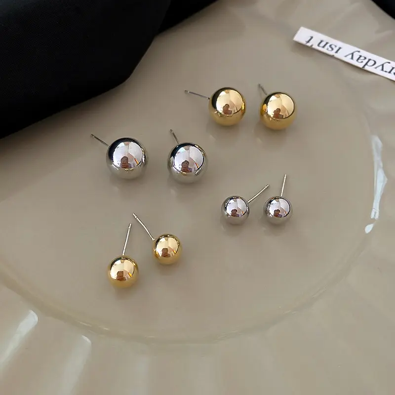 HOVANCI klasik Vintage moda takı küpe yapma malzemeleri küçük altın yuvarlak kızlar için top düğme küpe tasarımlar