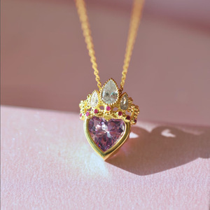 Collana da donna con cuore a forma di corona viola - Product Image 3