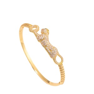 Leopard Head Full Zirconia <b>Bangle</b> Gold And White Micro Insert Plated <b>Copper</b> Women's Fashion Jewelry Gift Summer 2024 - Product Image 5