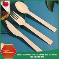 Ensemble de couteaux, fourchettes et cuillères jetables en bambou écologiques pour les fêtes, les pique-niques et le camping avec option de logo personnalisé