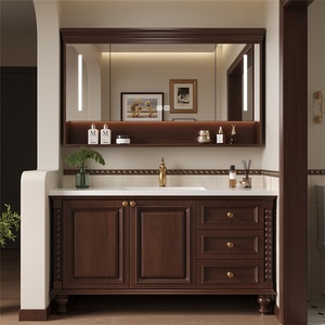 Mueble de Baño Independiente con Lavabo Integrado de Cerámica con Aspecto de Piedra de Roble Americano, Espejo con Iluminación Inteligente - Product Image 2