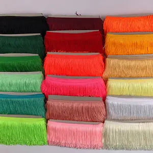 Width 10-20cm Polyester Fringe Vertical Tassel Lace Trim For Latin dance costume accessories and Curtain