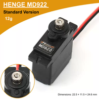 HENGE MD922 Micro Servo numérique à engrenages métalliques 12g pour système gyroscopique d'hélicoptère RC TREX 450, accessoires pour planeur haute vitesse
