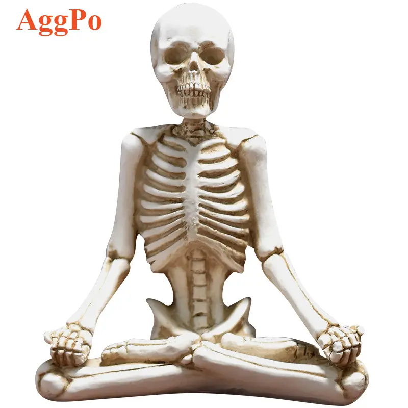 Yoga Skeleton Statue - Day of The Dead Glass Ornaments - Halloween Yoga Skeleton Figurine Bones Desk Decor for Living Room