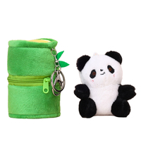 Peluche Panda Mignonne et Douce, Jouet en Peluche Panda dans un Tube en Bambou, Mini Poupée Panda, Porte-clés en Peluche