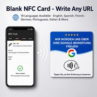 Carte NFC vierge avec 16 options de langues, carte Google Review NFC, réinscriptible 100 000 fois, carte de table en acrylique personnalisée pour les avis 5 étoiles