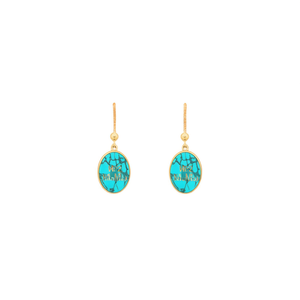 Orecchini pendenti a forma di cervo in acciaio inossidabile con ciondolo ovale in turchese, gioielli alla moda - Product Image 1