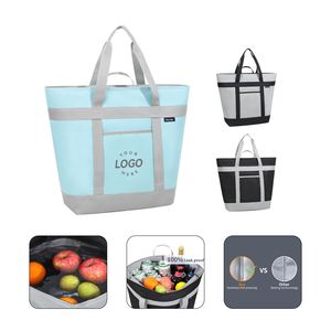 กระเป๋าเก็บความเย็นแบบกันน้ำพิมพ์โลโก้ตามสั่ง พร้อมหูหิ้วทันสมัย สำหรับปิกนิก อาหารกลางวัน บรรจุภัณฑ์อาหาร และส่งอาหาร - Product Image 2