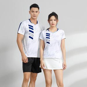 Kaos Olahraga Tenis Unisex Grosir ODM, Bahan Polyester Cepat Kering dan Bernapas, Atasan Badminton untuk Latihan Tim Klub - Product Image 5