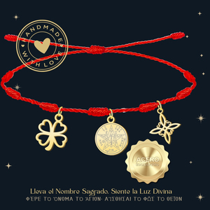 Bracciale portafortuna e protettivo oro acciaio inox 7 nodi con nodo di strega e Tetragrammaton Charm Fine amuleto - Product Image 2