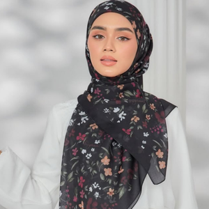 ผ้าพันคอฮิญาบแบบมุสลิม ผ้าคลุมไหล่ ผ้าพันคอพิมพ์ลายดิจิตอลด้วยเลเซอร์ ผ้าฝ้ายคุณภาพสูงจากมาเลเซีย ออกแบบและขนาดตามสั่ง ผลิตจากโรงงาน - Product Image 2