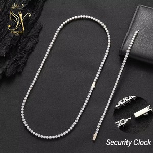 4 मिमी 5a घन ज़िरकोनिया टेनिस लिंक पुरुषों के लिए गोल्ड स्टील का रंग हार - Product Image 6