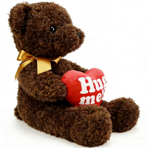 Oso de peluche marrón personalizado, oso de peluche con forma de corazón, oso de peluche con pelo rizado. - Product Image 4