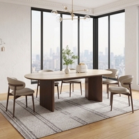 Table à manger ovale en quartz massif, design moderne français haut de gamme, imperméable, meubles écologiques pour la maison