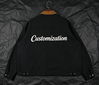 Veste Coach Vintage Homme Personnalisable avec Logo, Col en Sergé et Velours Côtelé Bleu Marine, Fermeture Éclair, Broderie Personnalisée, Manteau Oversize Vierge