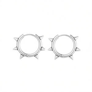 เอมี่ เอมี่แฟชั่นต่างหูห่วงชุบเงินสไตล์พังก์สำหรับผู้หญิงเครื่องประดับโลหะผสม PE2968 - Product Image 3