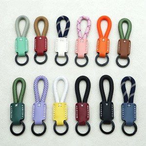 2026 Genuine Leather Car <b>Keychain</b> Handmade Minimalist Light-Luxury Key Ring Customizable Logo Pendant Anti-Loss <b>Lanyard</b> - Product Image 1