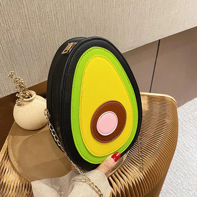 Hot Sale Cute Avocado Chain Shoulder Handbags and Purse 2023 Trending Wholesale Design Leather Crossbody Hand Bag for Women