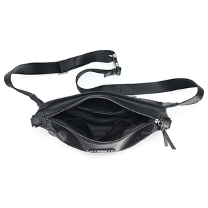 Sac bandoulière en cuir véritable pour homme, fermeture éclair noire, usage quotidien - Product Image 5