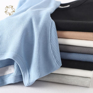 Waffle in bambù organico Tshirt Waffle termico sostenibile manica corta Eco Friendly Bambus Tshirt <span class=keywords><strong>termica</strong></span> Waffle manica corta - Product Image 2