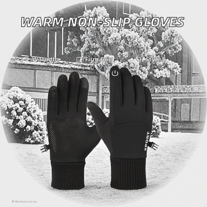 Guantes de invierno para hombre, térmicos, antideslizantes, hasta la muñeca, con estampado por transferencia de calor, para conducir y ciclismo, de poliéster/algodón. - Product Image 2