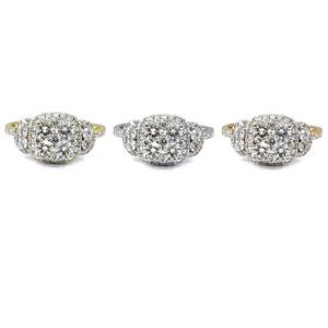 Wholesale Jewellery Stylish Design Top Quality 18k Solid White Gold Real Diamond Round Detailed Cluster Rings for Girl - Product Image 4