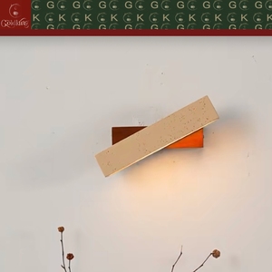 Applique murale rectangulaire inclinée GOLDKING en travertin beige chaud et bois <span class=keywords><strong>de</strong></span> noyer, style moderne pour hôtels et résidences, personnalisable OEM ODM, vente directe - Product Image 5