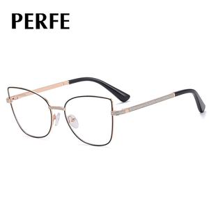 82152スタイリッシュなファインフラッシュ春ヒンジ女性用ブルーメタルメガネダイヤモンド大人用真新しい近視 - Product Image 2