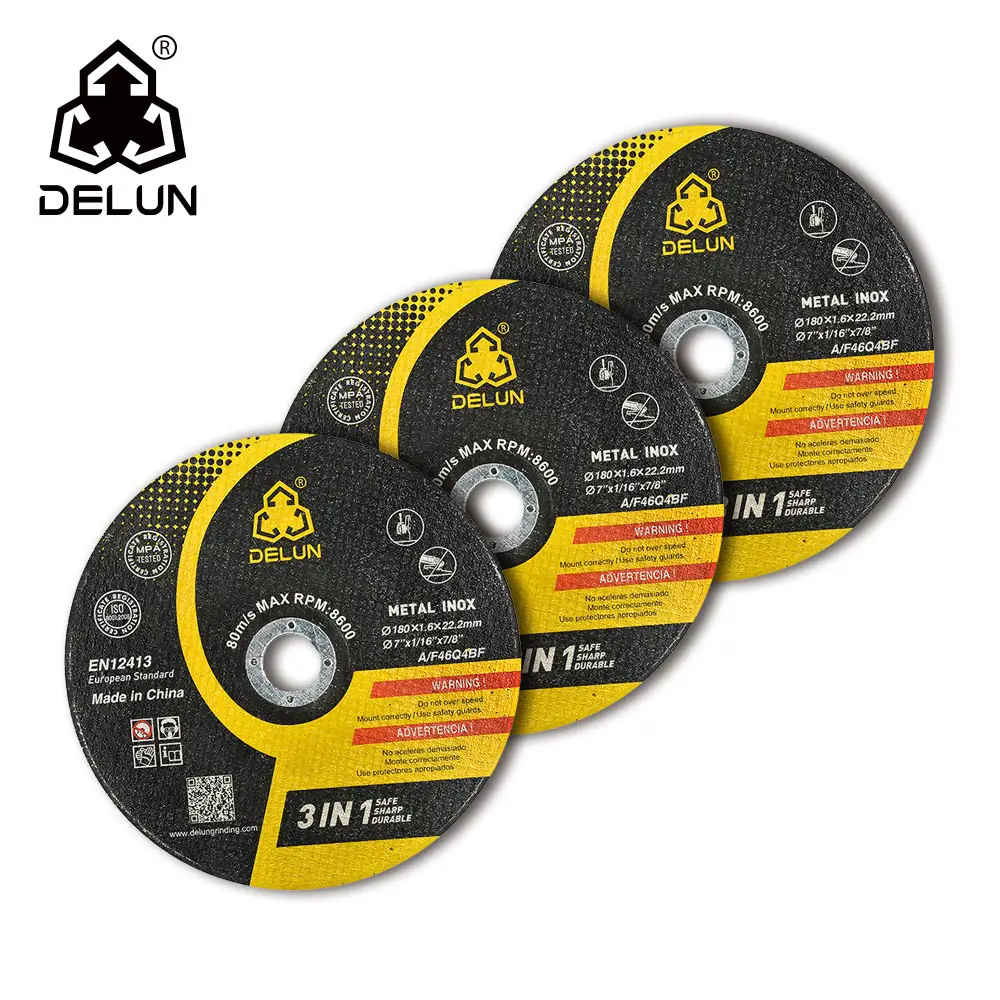 DELUN Pemasok Cina Standar Eropa 7 Inch 180 Mm Type 27 Harga Yang Kompetitif Disk Grinding Wheel untuk Logam