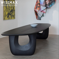 WISEMAX MÖBEL Nordic Design Küchentisch Stabil Massiv Eichenholz Modern Schwarz Oval Home Esstisch Set 8 Sitzer für Villa