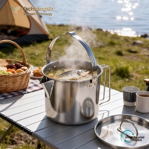 Stainless Steel <b>Camping</b> <b>Kettle</b> 1.2L With Lid And Handle For Outdoor Cooking And Travel Use - Product Image 6