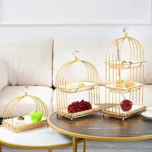 Высококачественный креативный металлический стеллаж в скандинавском стиле с птичьими клетками, украшения, подставки для тортов для праздничного свадебного украшения и косметические стеллажи для хранения