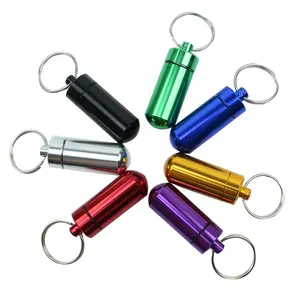 Étui à pilules en métal Conteneur à pilules en métal Étanche en aluminium Pilulier Porte-clés Conteneur pour l'extérieur Voyage Camping