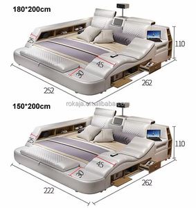 New Design Function Double Bed With Usb Bedroom <strong>Queen</strong> Size <strong>Sleeper</strong> With Massage Chair Modern Smart Bed With Speakers - Product Image 6