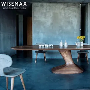 WISEMAX furnitur restoran desain Amerika Utara kualitas tinggi meja makan kayu kenari hitam Oval untuk rumah dapur