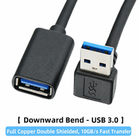 Câble d'extension USB 3.0 coudé à 90 degrés, charge rapide 5A, pour ordinateur, souris, clavier, clé USB, en cuivre sans oxygène