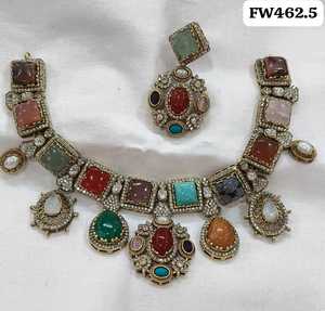 Women's Brass Gold Zircon Necklace Earrings Set Vintage Floral Design Bridal Engagement Daily Wear Gold Plated <b>Wedding</b> Party - Product Image 2