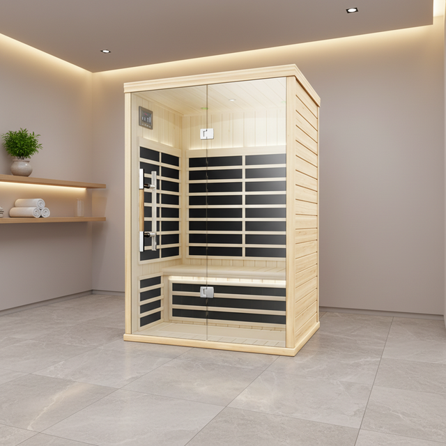 Wholesale 2 Person Low Emf Indoor Carbon Fiber Wooden Far Infrared Sauna Room for Sale