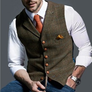 Gilet da <span class=keywords><strong>uomo</strong></span> in stile retrò da <span class=keywords><strong>uomo</strong></span> gilet monopetto <span class=keywords><strong>con</strong></span> bavero a colletto <span class=keywords><strong>con</strong></span> gilet formale Casual da lavoro tascabile - Product Image 2