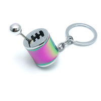 Porte-clés de levier de vitesse personnalisé avec logo, en acier inoxydable, modèle de pièce automobile, avec impression UV sérigraphiée, style tendance
