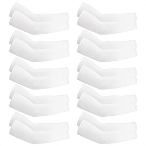 Unisex White Cycling <b>Arm</b> <b>Sleeves</b> Windproof Anti-UV Protection for Outdoor Sports Adults <b>Compression</b> Fit Custom Logo Print 100% - Product Image 1